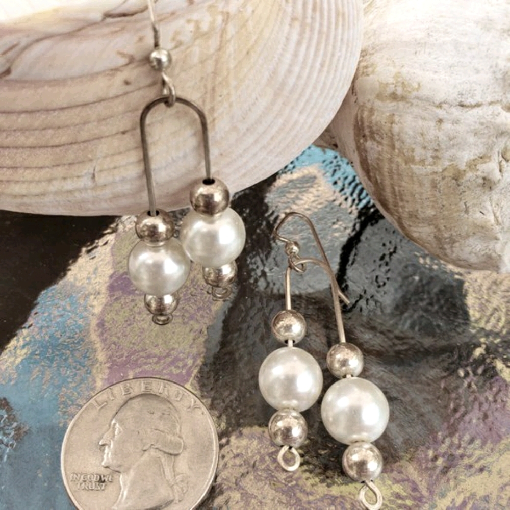 Sterling and Pearl Artisan Earrings